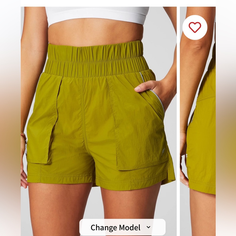 Ultra High-Waisted Piped Nylon Short green S